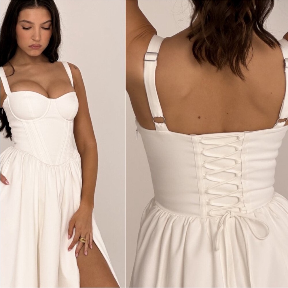 HOUSE OF CB 'Kelly' White Corset Midi Sundress NWOT size S A-C - Picture 4 of 13